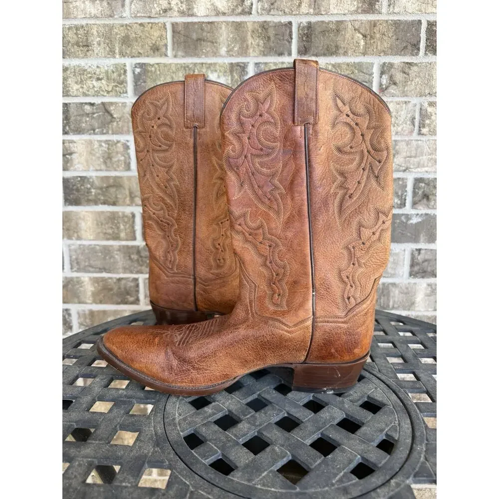 Dan Post Cognac Senator DPP5210 Size 11D Brown Vintage Cowboy Western Boots